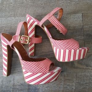 Jessica Simpson candy striped platform heals
